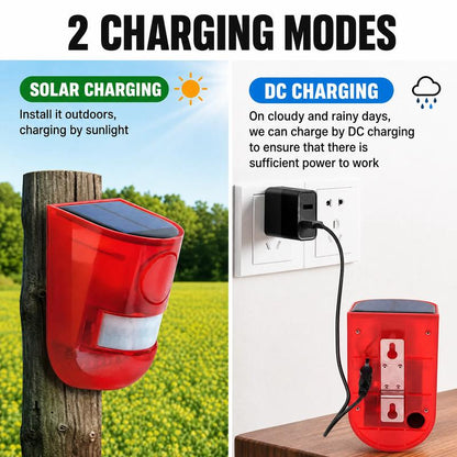 🛡️ Solar Ultrasonic Animal Scarer – 110° PIR Motion Sensor Detects Up to 8m
