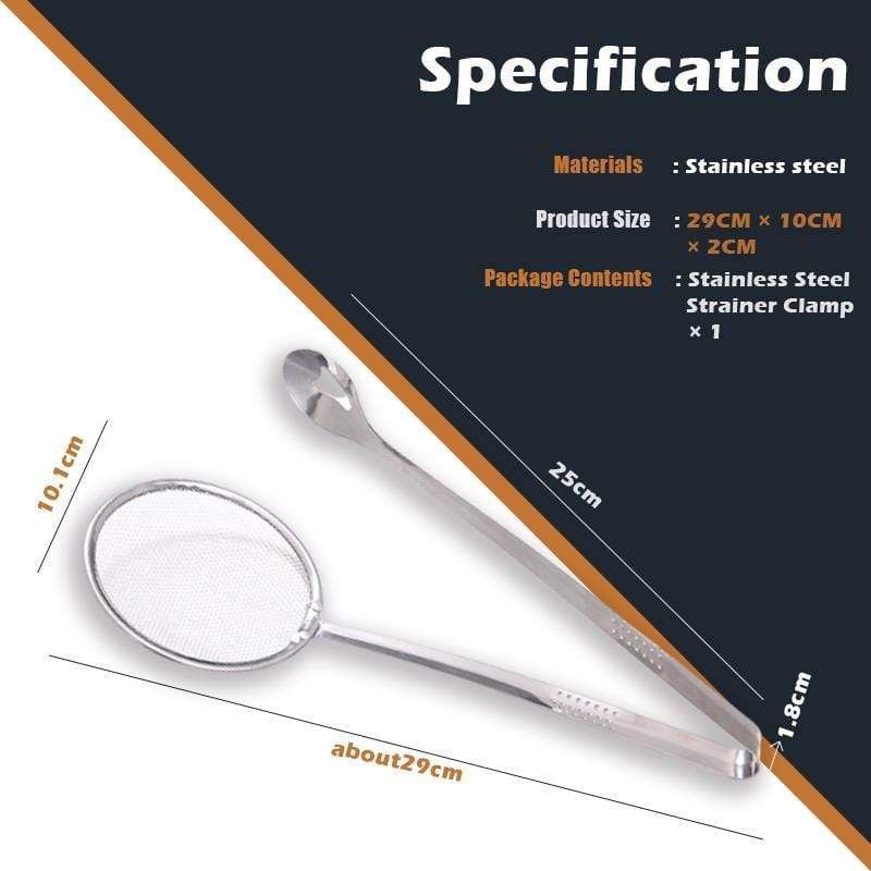 🍳 LIMITED-TIME BOGO 🍃 2-in-1 Stainless Steel Strainer Clamp — Fine Mesh Filter & Tong, Oil Drain