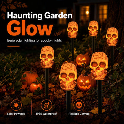 📢📢40% OFF !! ⏰Halloween Solar Skull Stake Lights