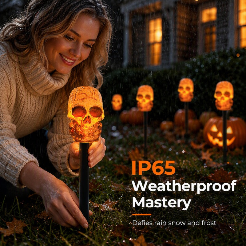 📢📢40% OFF !! ⏰Halloween Solar Skull Stake Lights