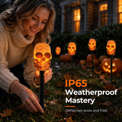 📢📢40% OFF !! ⏰Halloween Solar Skull Stake Lights