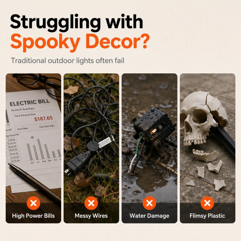 📢📢40% OFF !! ⏰Halloween Solar Skull Stake Lights