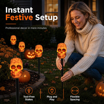 📢📢40% OFF !! ⏰Halloween Solar Skull Stake Lights