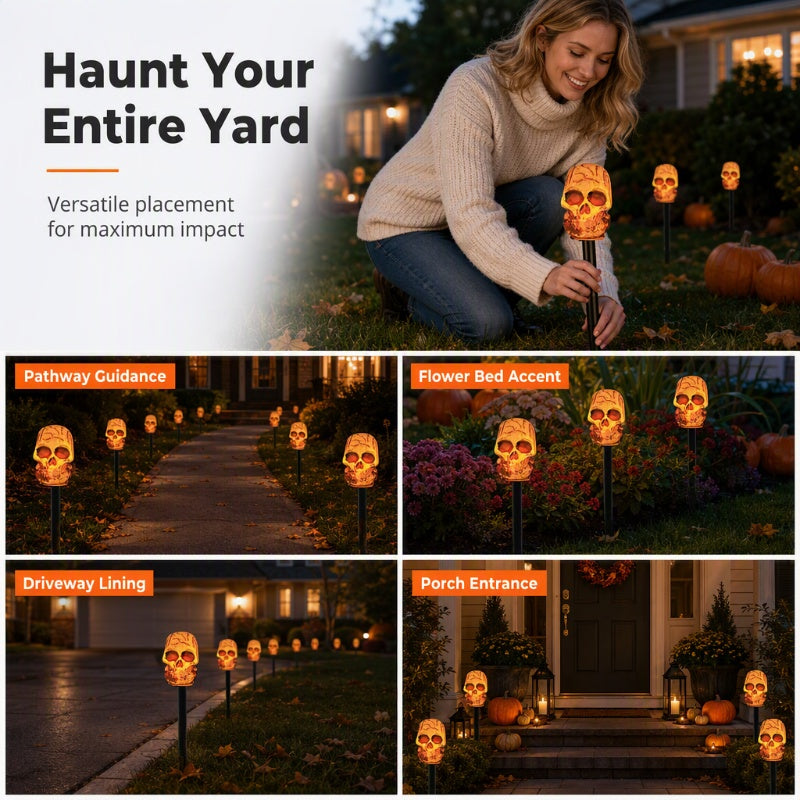 📢📢40% OFF !! ⏰Halloween Solar Skull Stake Lights