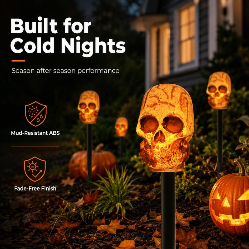 📢📢40% OFF !! ⏰Halloween Solar Skull Stake Lights