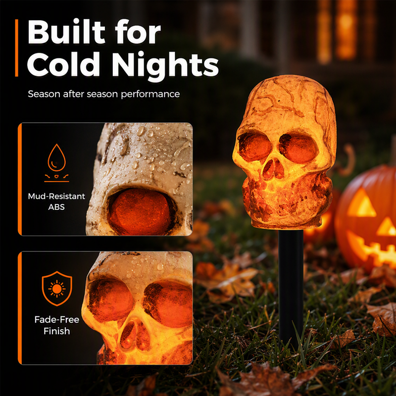 📢📢40% OFF !! ⏰Halloween Solar Skull Stake Lights