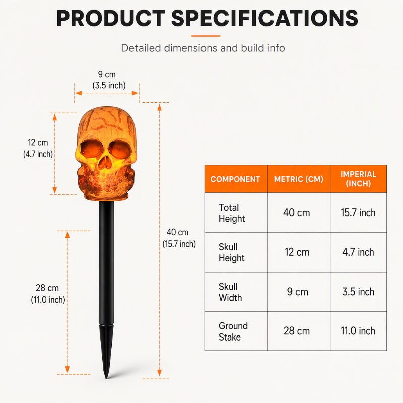 📢📢40% OFF !! ⏰Halloween Solar Skull Stake Lights