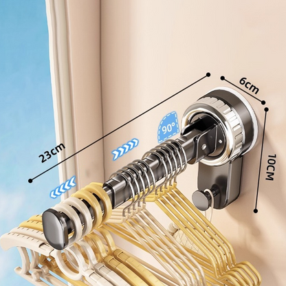 📢📢40% OFF !! ⏰ Foldable Telescopic Suction-Cup Hanger Rack – No-Drill Retractable Clothes Drying Pole