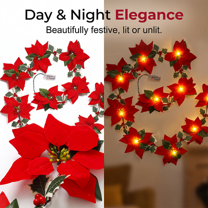 Christmas Poinsettia Flower String Lights