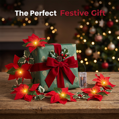 Christmas Poinsettia Flower String Lights