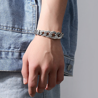 🔥 Men’s Vintage Mantra Bracelet – Six-Syllable Symbol Design with Layered Dual-Chain Style