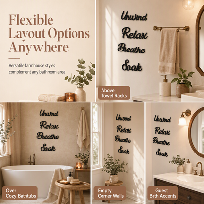 📢📢40% OFF !! ⏰4 Piece Farmhouse Bathroom Wall Decor Set🛁🧱