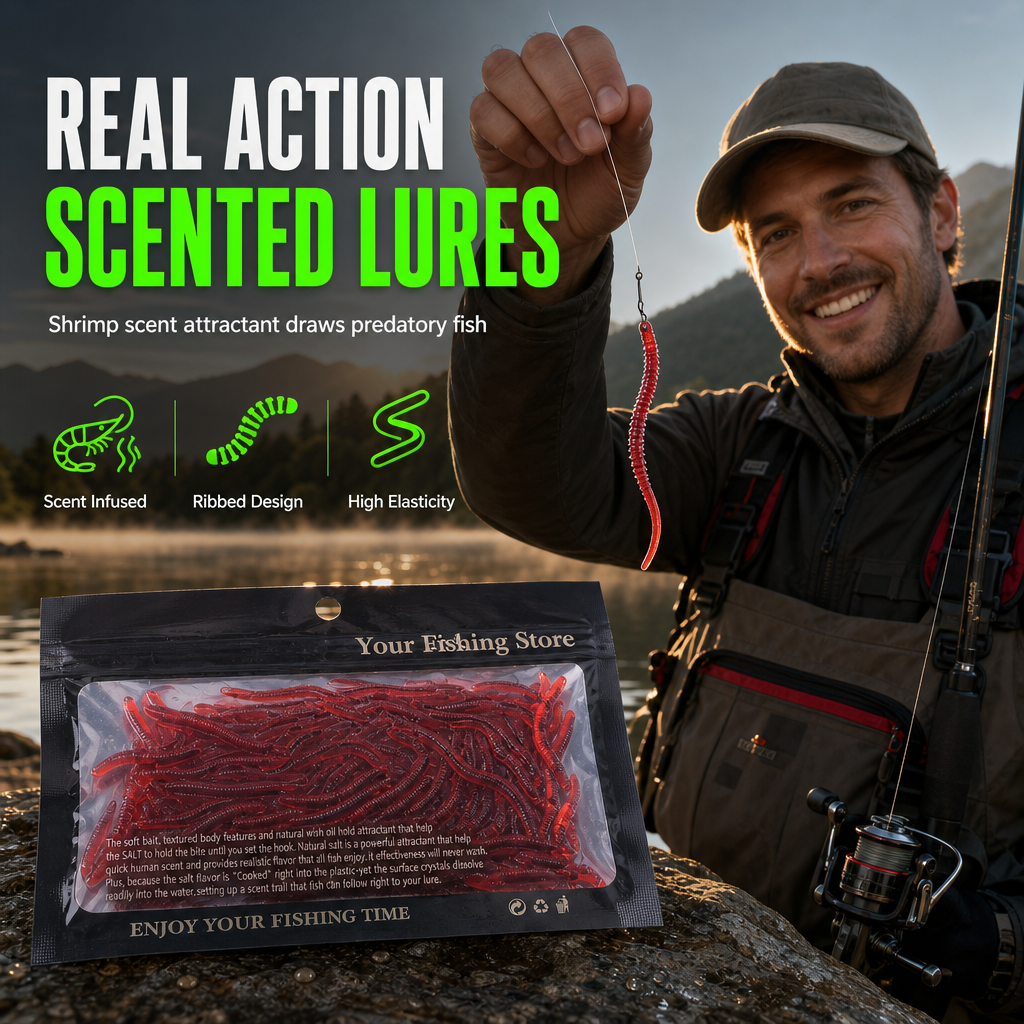 🎣 LIMITED-TIME 40% OFF! ✨ Simulation Earthworm Soft Fishing Lures – Scented, Lifelike, Durable 🌊