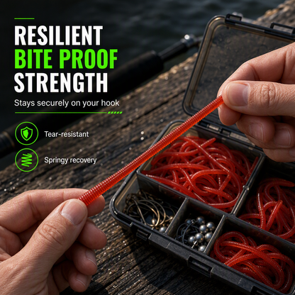 📢📢49% OFF !! ⏰Simulation Earthworm Soft Fishing Lures Shrimp Scented Artificial Worm Baits for Freshwater and Saltwater Pack of 50 or 100