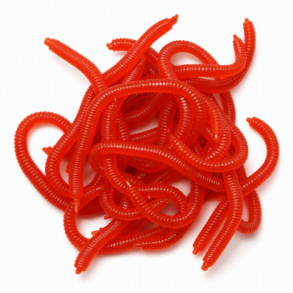 📢📢49% OFF !! ⏰Simulation Earthworm Soft Fishing Lures Shrimp Scented Artificial Worm Baits for Freshwater and Saltwater Pack of 50 or 100