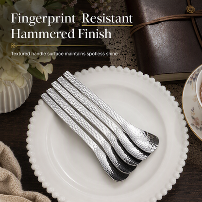 🥄 LIMITED‑TIME 48% OFF! Buy 1 get 1 free🍮 Stainless Steel Hammered Dessert Spoon 🍽️