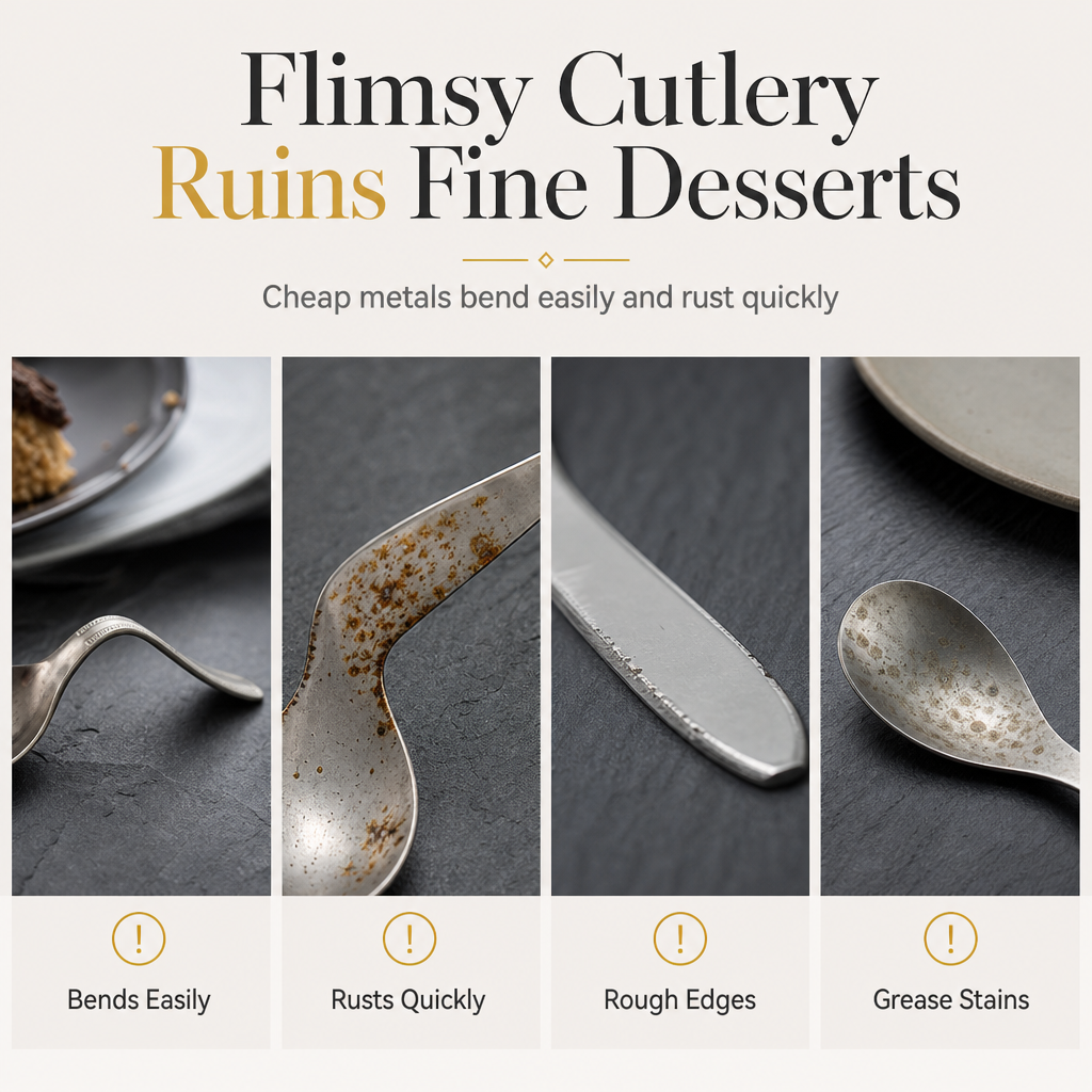🥄 LIMITED‑TIME 48% OFF! Buy 1 get 1 free🍮 Stainless Steel Hammered Dessert Spoon 🍽️