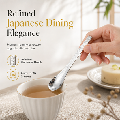 🥄 LIMITED‑TIME 48% OFF! Buy 1 get 1 free🍮 Stainless Steel Hammered Dessert Spoon 🍽️