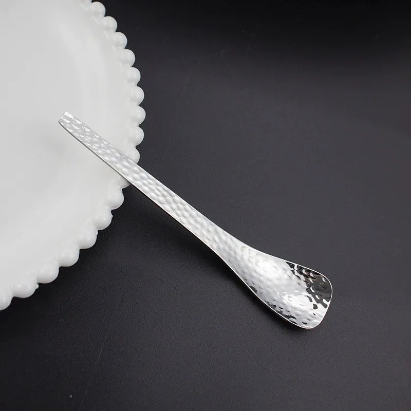🥄 LIMITED‑TIME 48% OFF! Buy 1 get 1 free🍮 Stainless Steel Hammered Dessert Spoon 🍽️