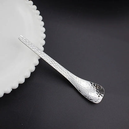 🥄 LIMITED‑TIME 48% OFF! Buy 1 get 1 free🍮 Stainless Steel Hammered Dessert Spoon 🍽️