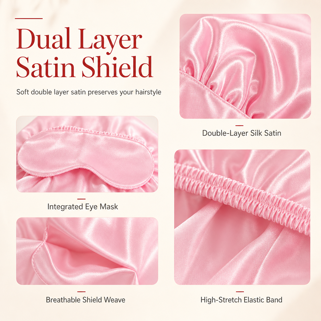 ⏳ Last Day 49% OFF🔥Women's 2-in-1 Satin Sleep Bonnet with Eye Mask