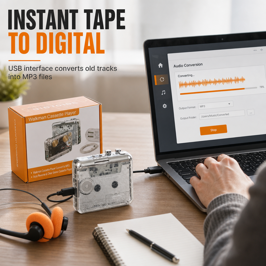 📼48% OFF NOW! 🔄 Transparent Cassette Player – Tape to MP3 Converter, Type-C & Hi-Fi Stereo – Nostalgia Meets Modern Tech 🎵