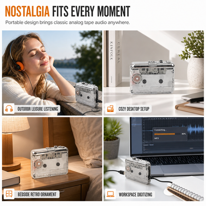 📼48% OFF NOW! 🔄 Transparent Cassette Player – Tape to MP3 Converter, Type-C & Hi-Fi Stereo – Nostalgia Meets Modern Tech 🎵