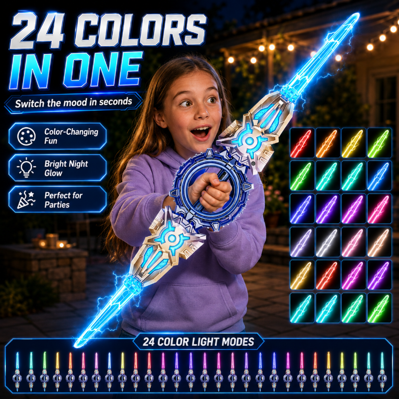 🥳2026 HOT SALE🥳💞50K+ SOLD! ⚔️✨ 48% OFF! Rechargeable Double-Blade Light Up Sword – 360° spin, extendable, 24 light modes, motion sounds, USB-C. Epic gift for kids 6+! 🎁💪