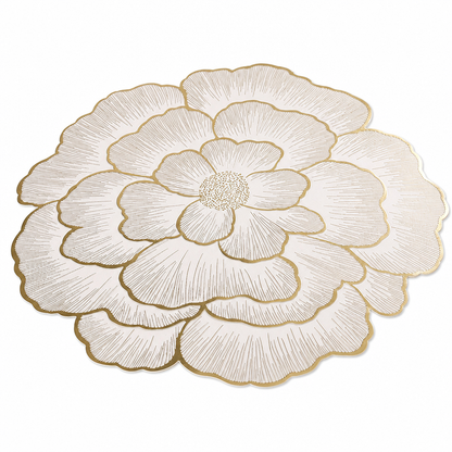 ⏳Limited-time 48% off⏰Nordic Style Metallic Peony Flower PVC Placemat | Heat Resistant Non Slip Waterproof Dining Table Mat🍽️💛🌹