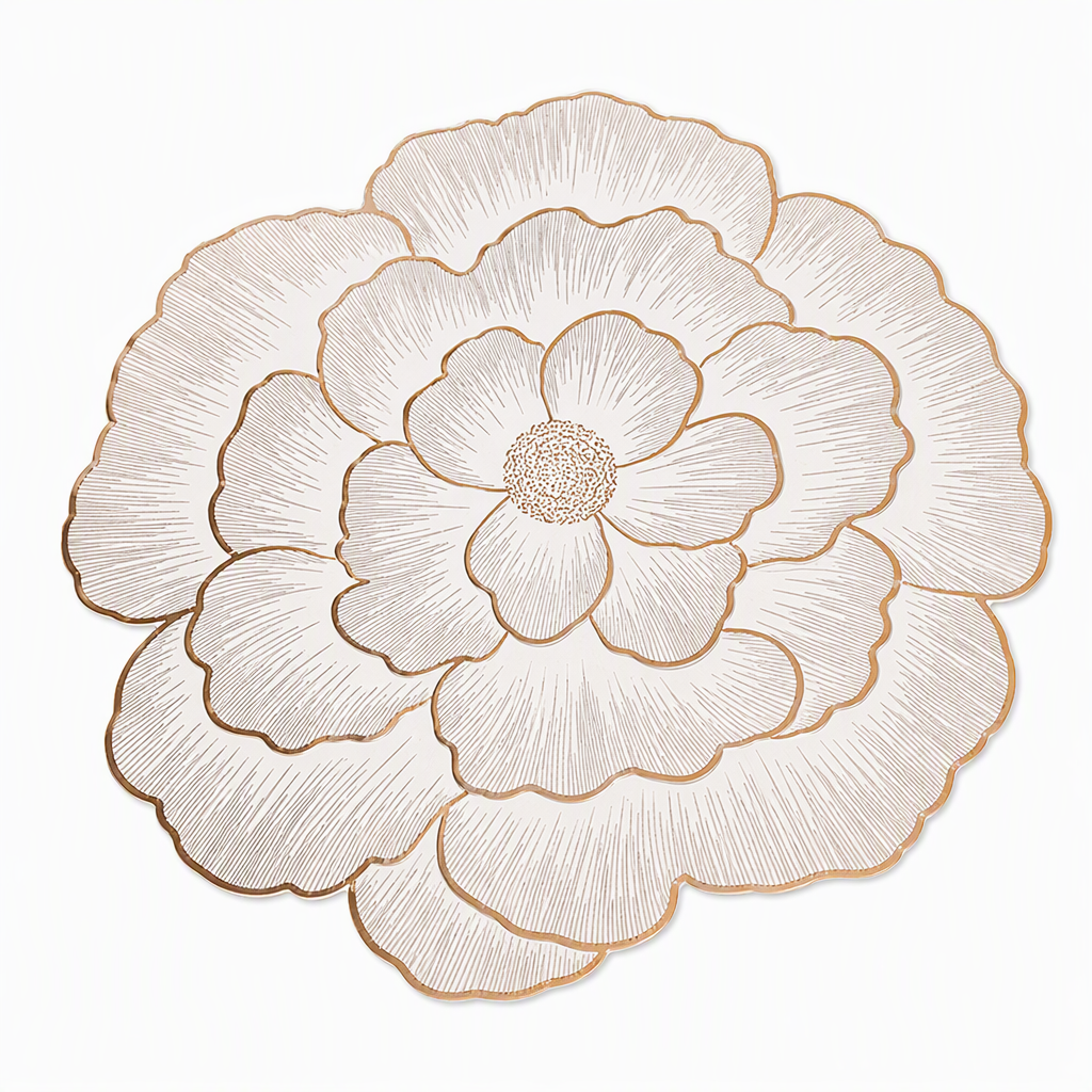 ⏳Limited-time 48% off⏰Nordic Style Metallic Peony Flower PVC Placemat | Heat Resistant Non Slip Waterproof Dining Table Mat🍽️💛🌹