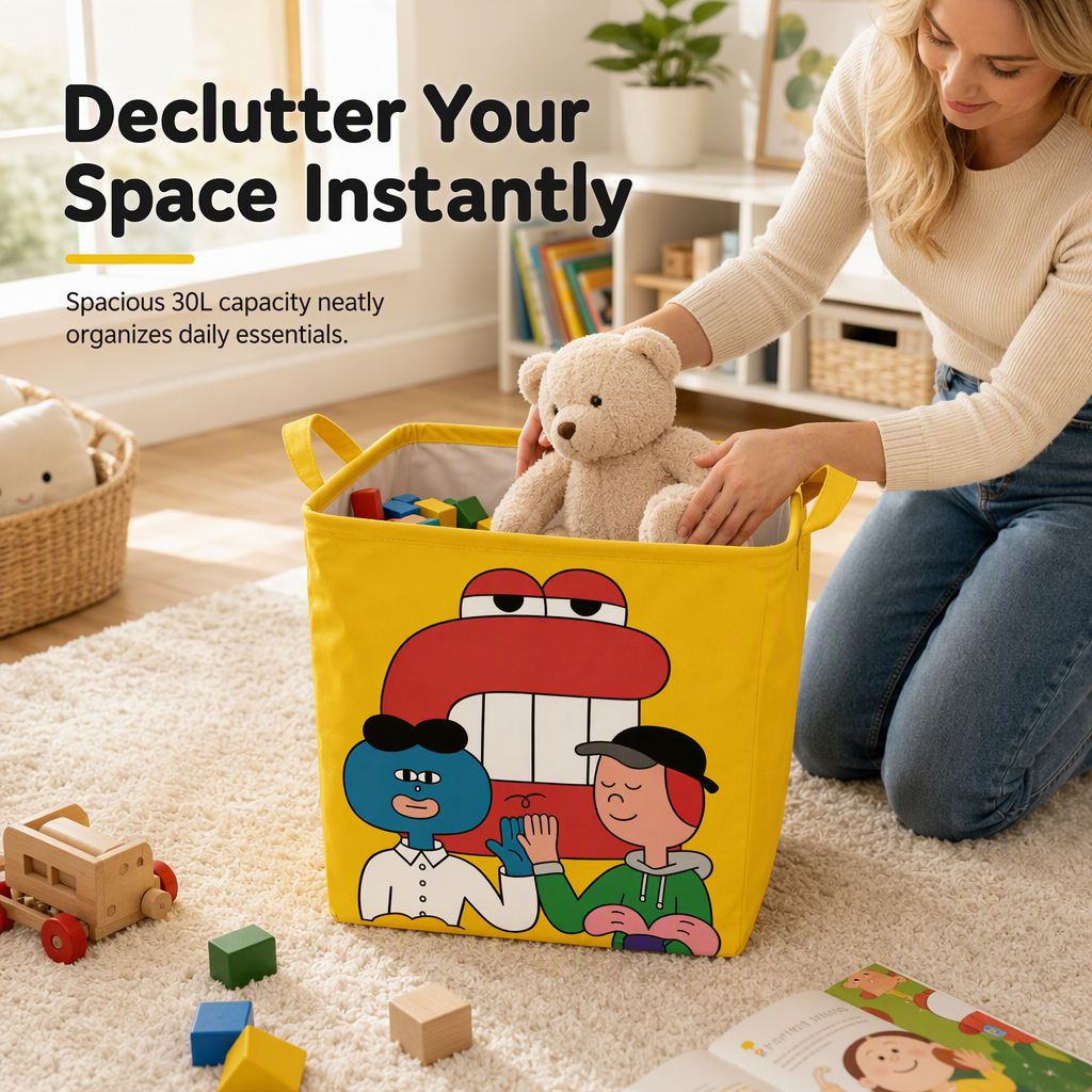 📢📢48% OFF !! ⏰Cute Cartoon Folding Car Trunk Organizer Bin Large Capacity Collapsible Storage Basket for Sundries