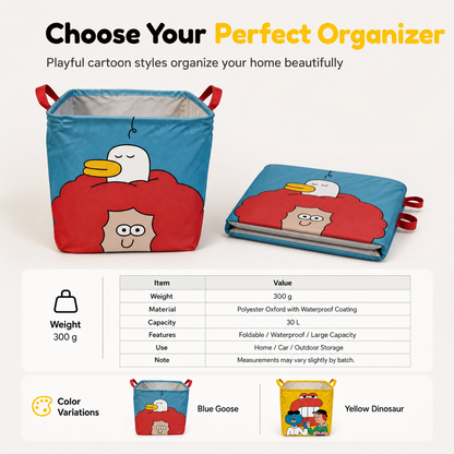 📢📢48% OFF !! ⏰Cute Cartoon Folding Car Trunk Organizer Bin Large Capacity Collapsible Storage Basket for Sundries