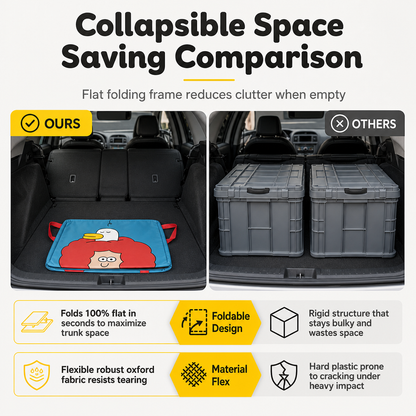 📢📢48% OFF !! ⏰Cute Cartoon Folding Car Trunk Organizer Bin Large Capacity Collapsible Storage Basket for Sundries