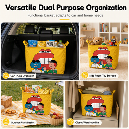 📢📢48% OFF !! ⏰Cute Cartoon Folding Car Trunk Organizer Bin Large Capacity Collapsible Storage Basket for Sundries