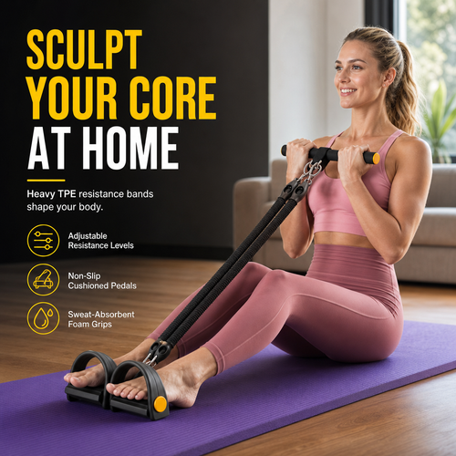 📢📢 48% OFF! 💪 Pedal Resistance Band – 4 Resistance Levels, Reinforced Carabiners & Full-Body Home Workouts