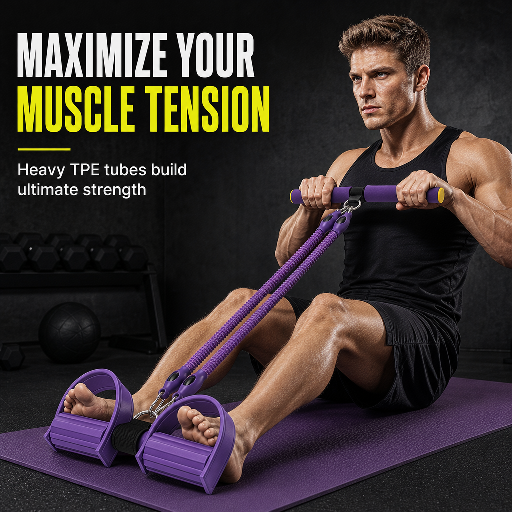 📢📢 48% OFF! 💪 Pedal Resistance Band – 4 Resistance Levels, Reinforced Carabiners & Full-Body Home Workouts