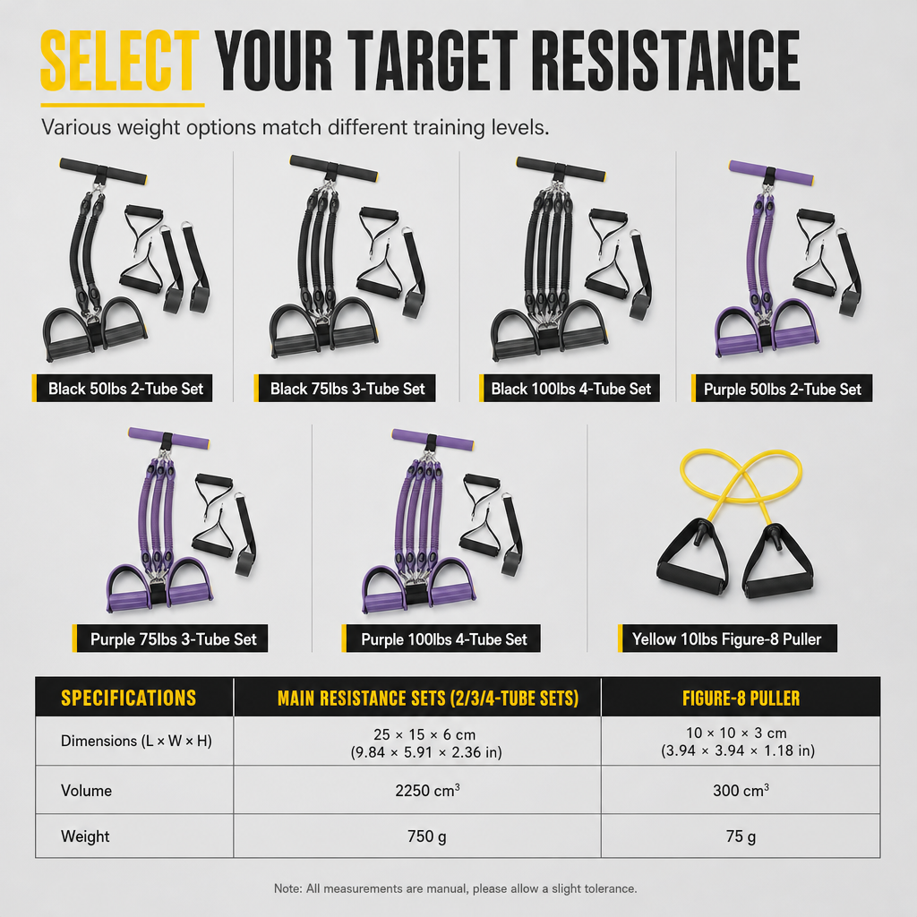 📢📢 48% OFF! 💪 Pedal Resistance Band – 4 Resistance Levels, Reinforced Carabiners & Full-Body Home Workouts